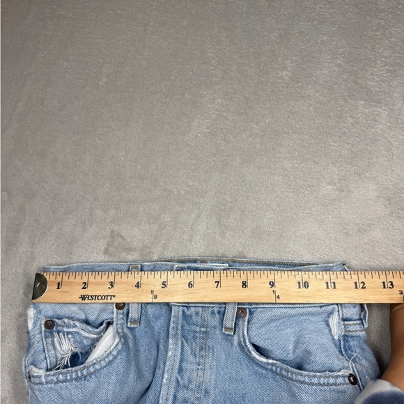 Agolde 90s High Rise Loose Fit 100% Organic Cotton Distressed Blue Jeans Size 23 - Picture 7 of 16